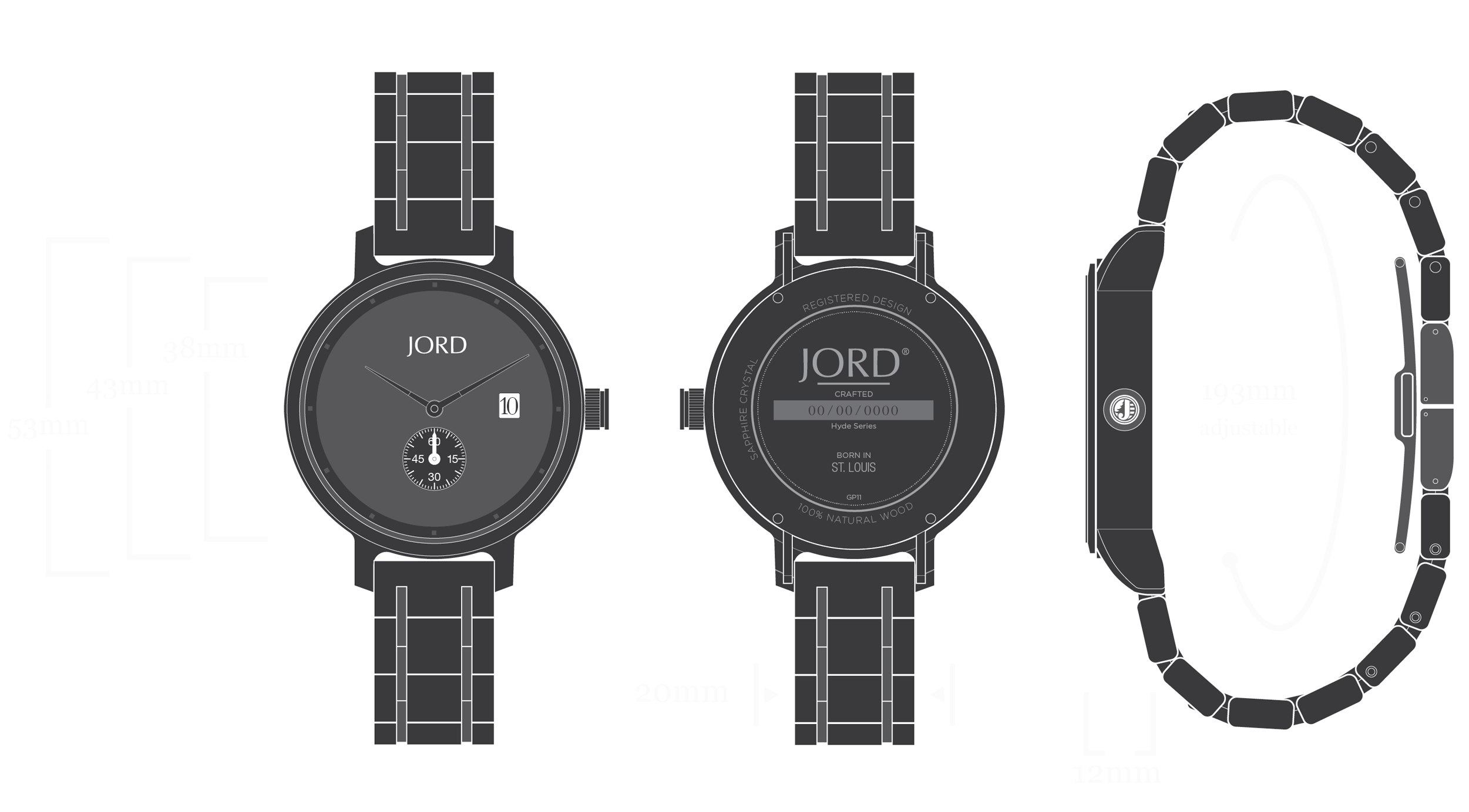 Hyde - Kosso & Zaffre Blue Watch Diagram